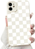 Compatible with iPhone 11, cute aesthetic checkerboard pattern, stylish and slim fit, TPU silicone shockproof full camera protective case for women and girls.
