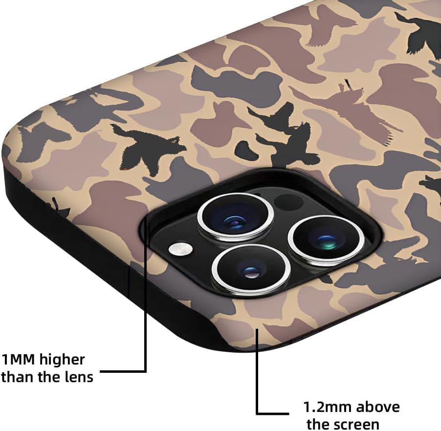 Universal iPhone 13/14 phone case, retro camouflage design, double-layer soft silicone and hard PC cushioning.