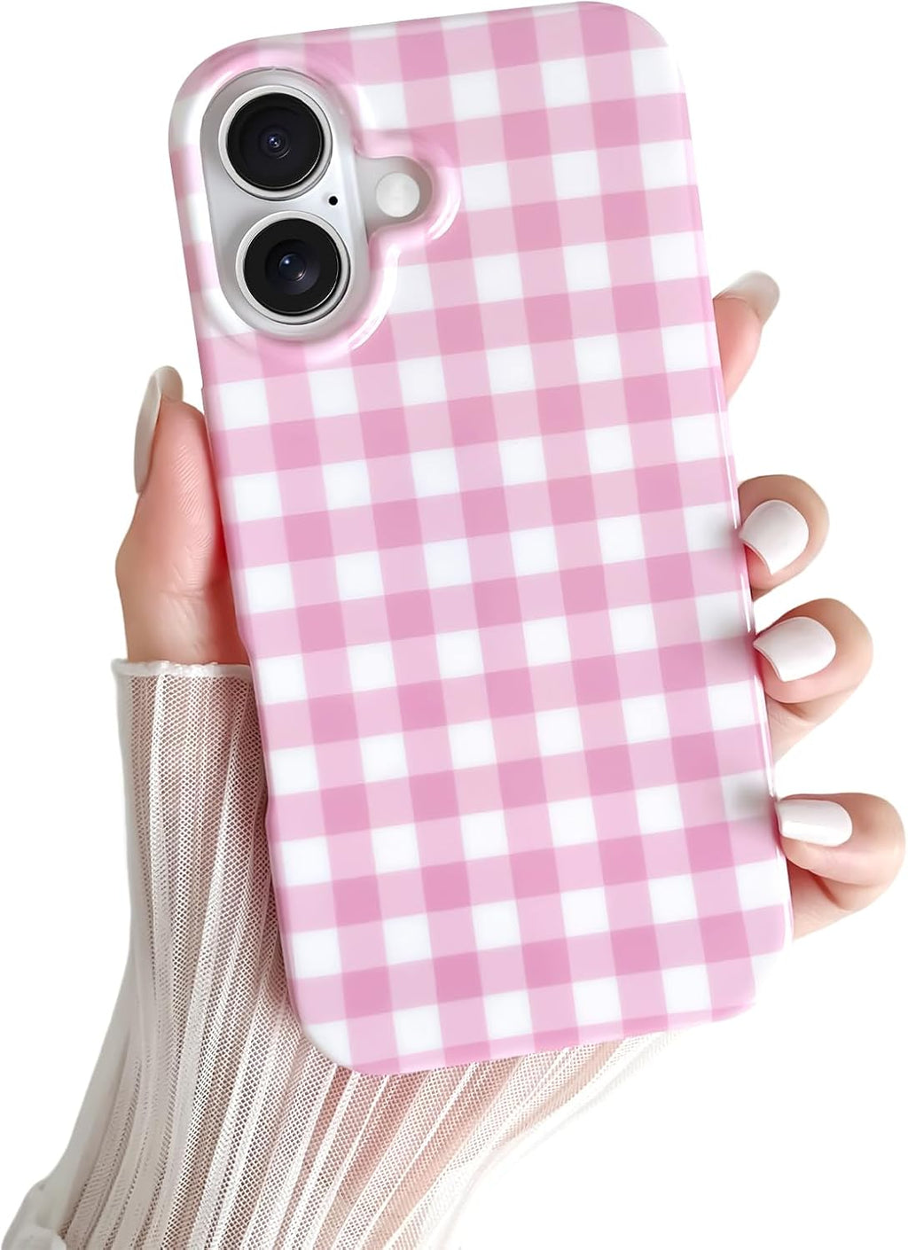 Cute and aesthetically pleasing plaid phone case for iPhone 15, soft and ultra-thin TPU shockproof phone case suitable for women and girls.