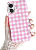 Cute and aesthetically pleasing plaid phone case for iPhone 15, soft and ultra-thin TPU shockproof phone case suitable for women and girls.
