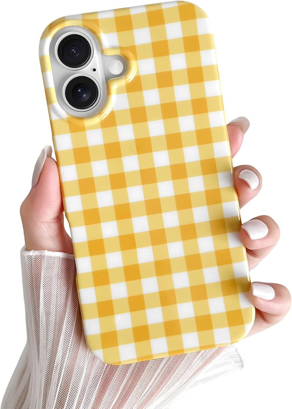 Cute and aesthetically pleasing plaid phone case for iPhone 15, soft and ultra-thin TPU shockproof phone case suitable for women and girls.