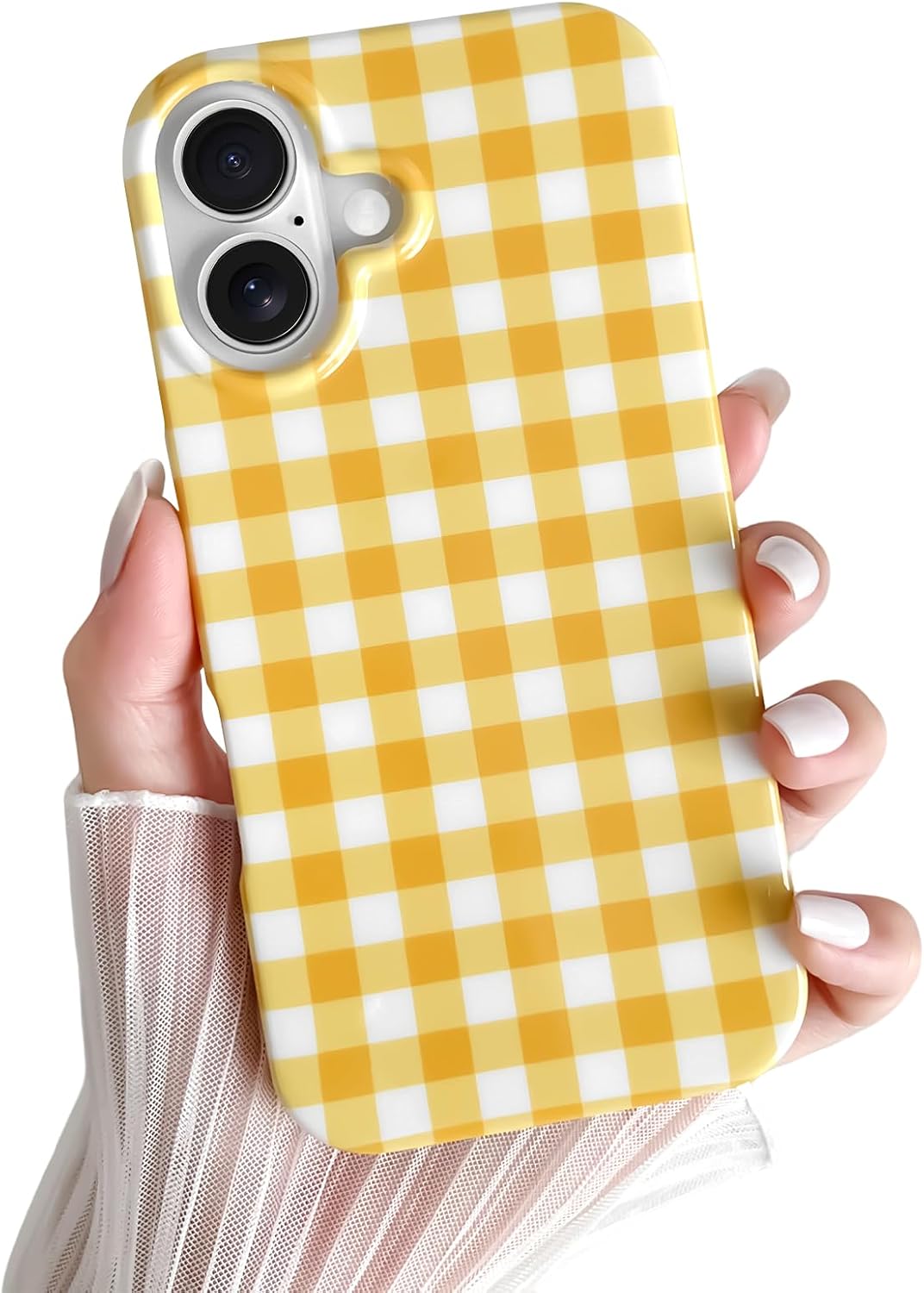 Cute and aesthetically pleasing plaid phone case for iPhone 15, soft and ultra-thin TPU shockproof phone case suitable for women and girls.