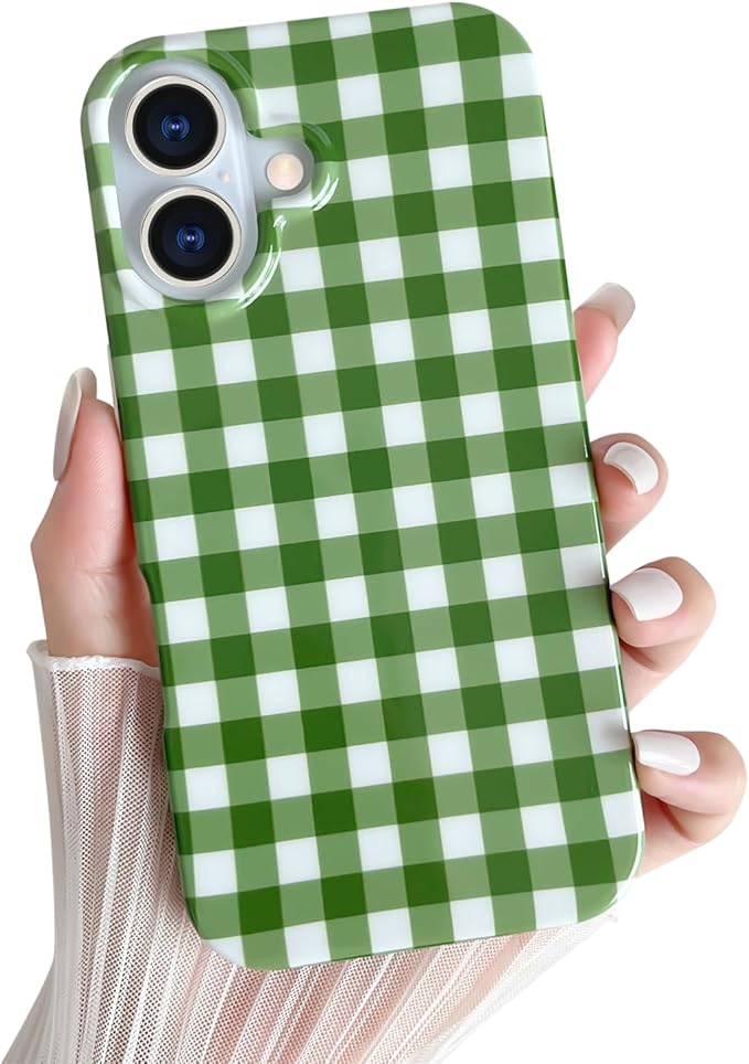 Cute and aesthetically pleasing plaid phone case for iPhone 15, soft and ultra-thin TPU shockproof phone case suitable for women and girls.